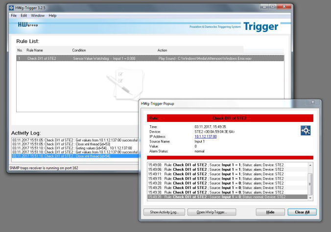 HWg-Trigger checks conditions and performs actions